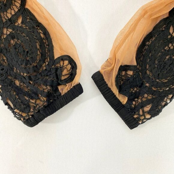 NWT FOR LOVE & LEMONS VALENTINA BLACK EMBROIDERED NUDE SHEER MESH ROMPER - S - Picture 11 of 13